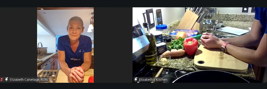 A person doing a live cooking demo.