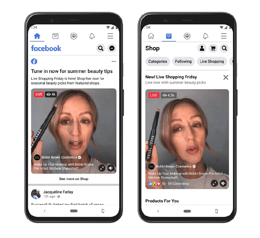 Facebook live shopping