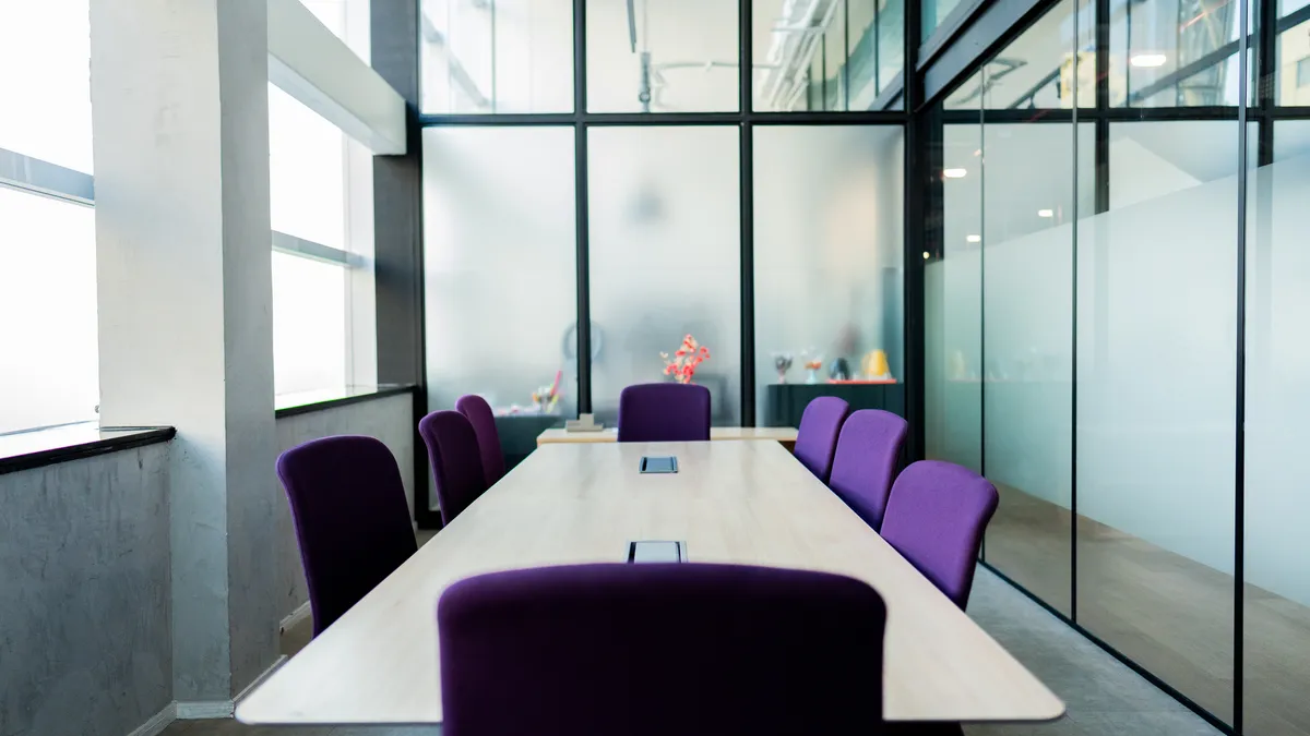 An empty meeting room.