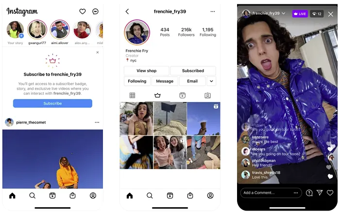 Instagram subscriptions