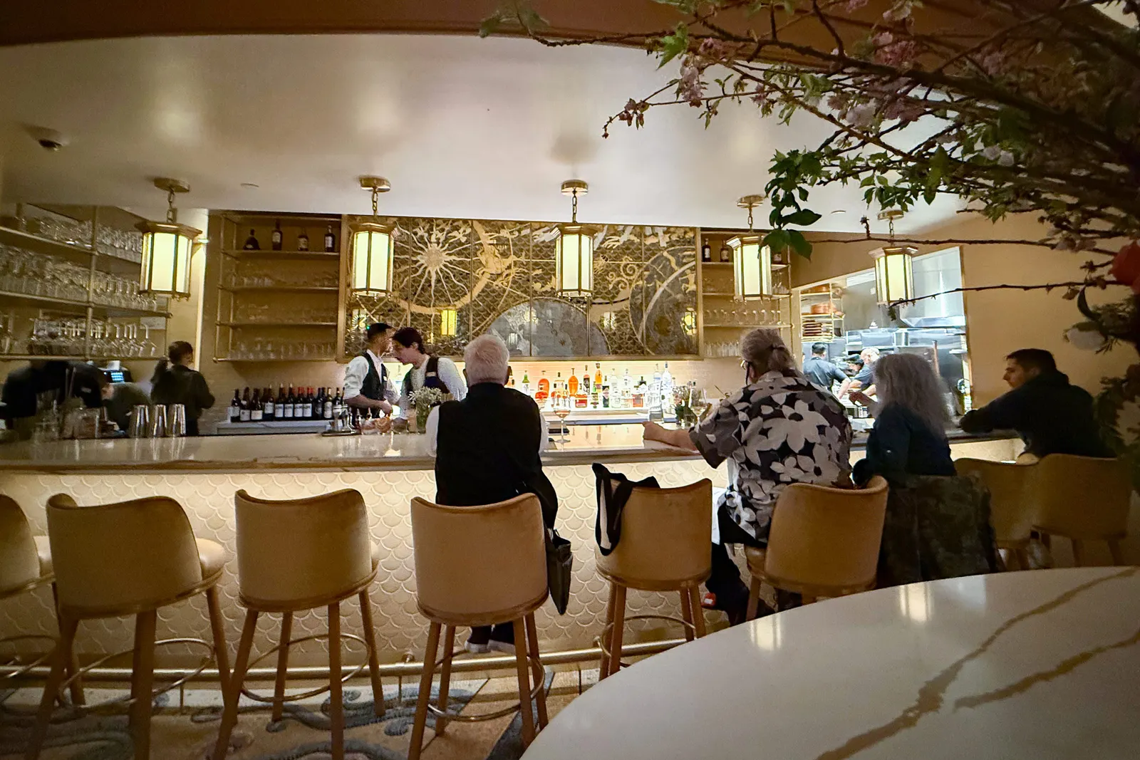 A bar inside a restaurant.