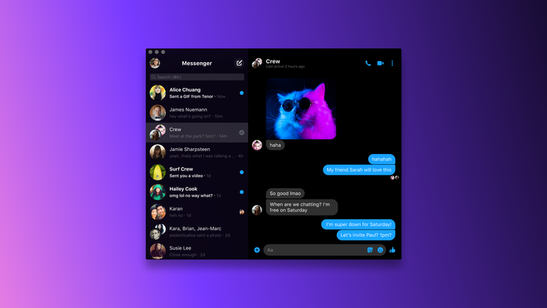 Messenger desktop Dark Mode