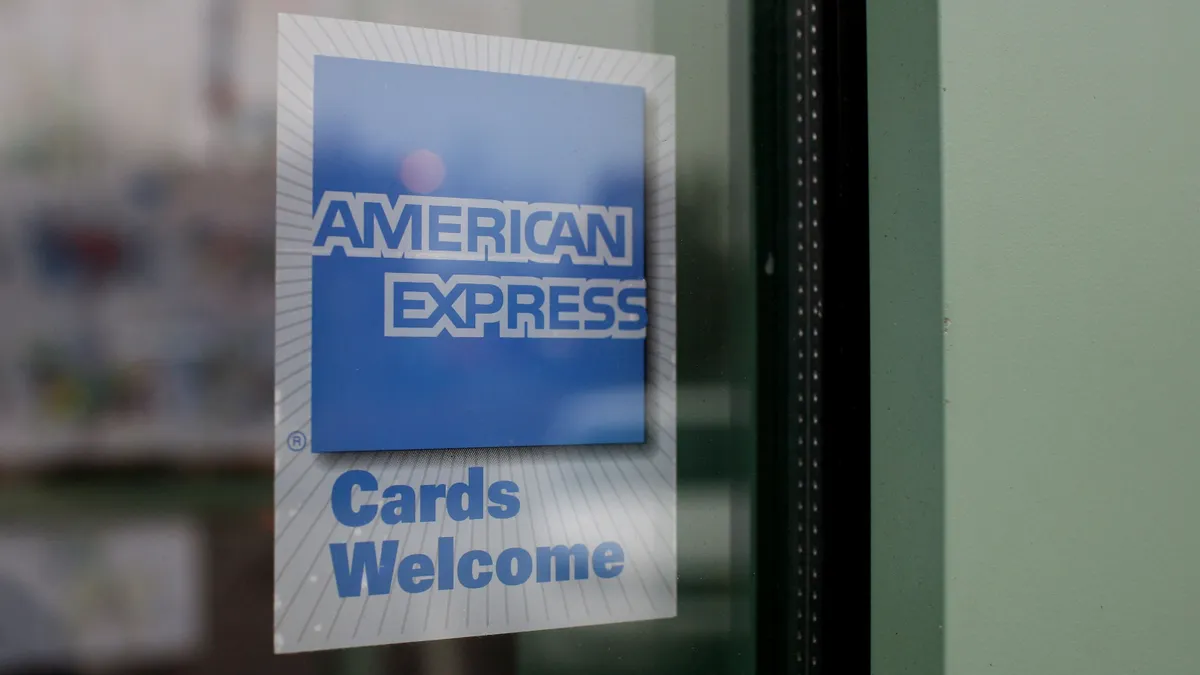 American Express sticker on a window