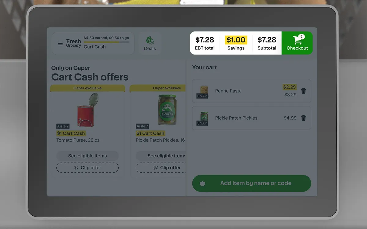 A smart cart screen.