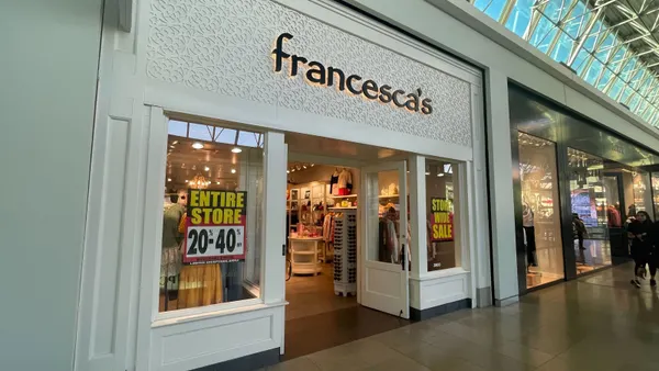 A Francesca's storefront with sales signs