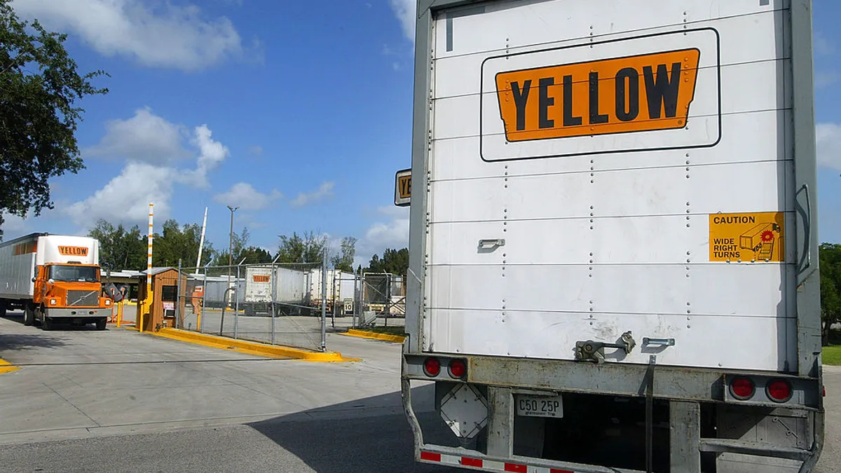 A Yellow Corp. truck is seen near its terminal July 8, 2003 in Miami, Florida.