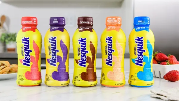 Nestlé's new Nesquik ready-to-drink beverage with a recyclable shrink sleeve label.