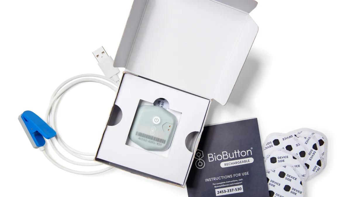 BioInteliSense's BioButton product and packaging.