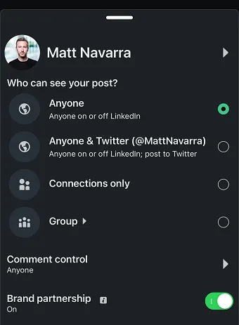 LinkedIn Brand Partnership tags