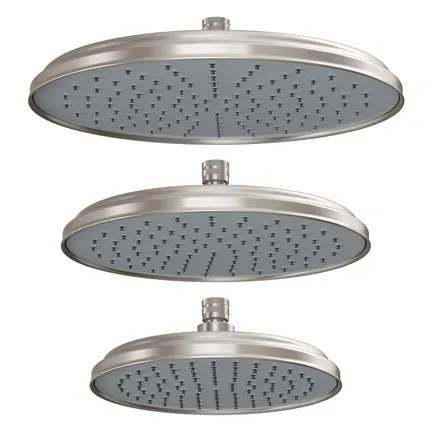 A set of three showerheads.