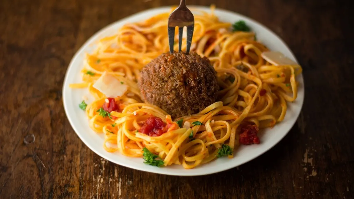 A meatball produced by cell-based meat company Mosa Meat.