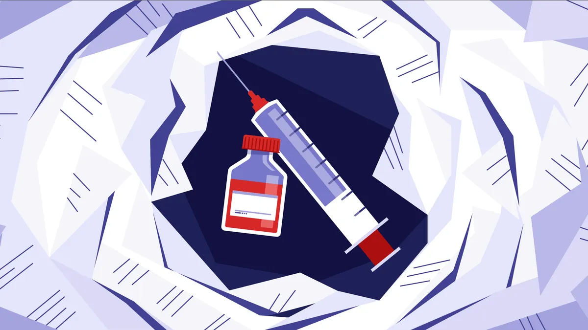 A stylized illustration of a "patent thicket" for Jonathan Gardner's Nov. 1 story on Amgen's Enbrel.
