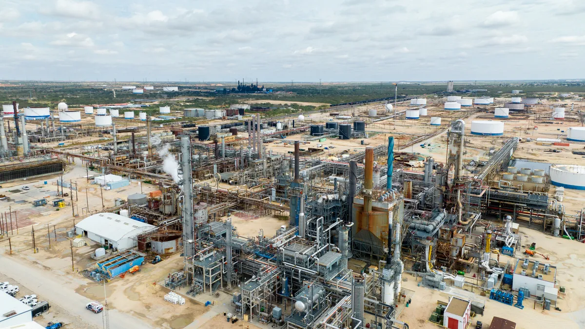 An aerial view of a Texas Oil Refinery