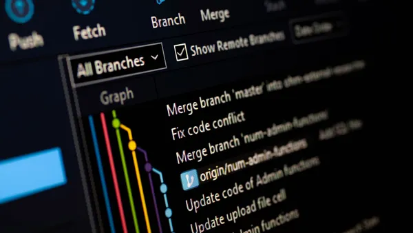 Close-up of Git GUI interface on a computer screen