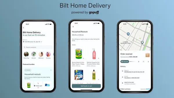 The Bilt loyalty program showing its Gopuff feature on a phone.