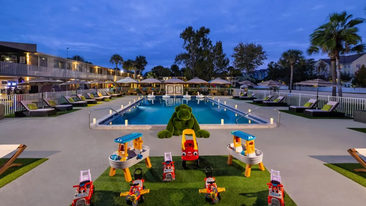 An exterior view of Magic Moment Resort & Kids Club in Kissimmee, Florida.