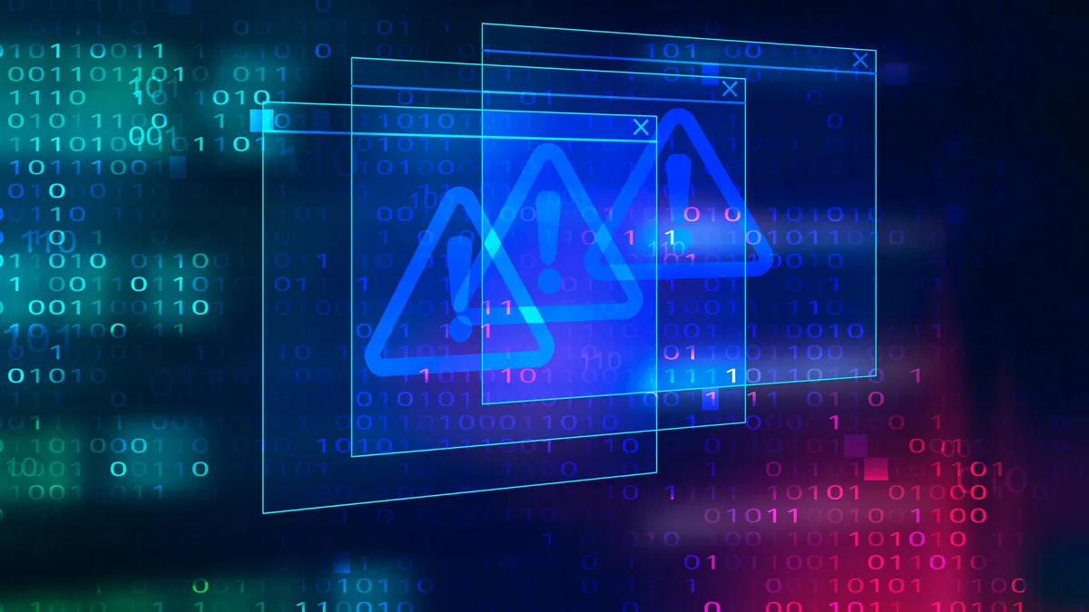 Digital technology vector background depicting a cyberattack.