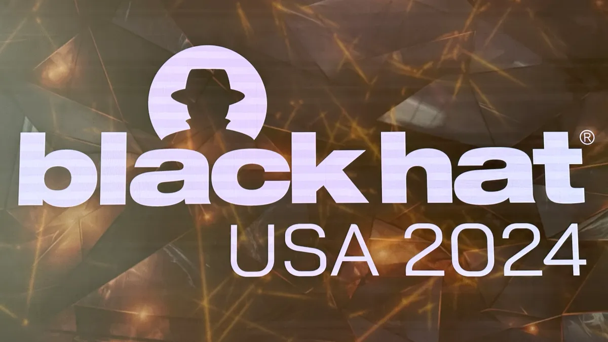 Black Hat logo at Black Hat 2024 in Las Vegas on August 8, 2024.