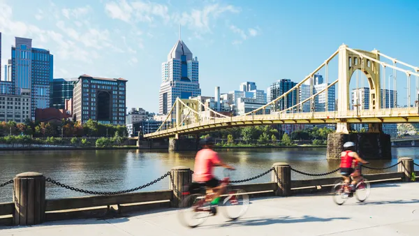 People on bicycles in Pittsburgh, PA.