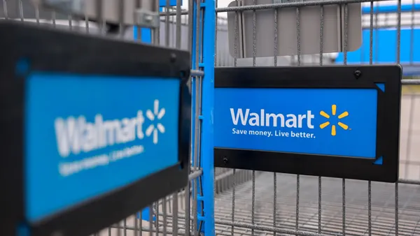 two walmart branded shopping carts
