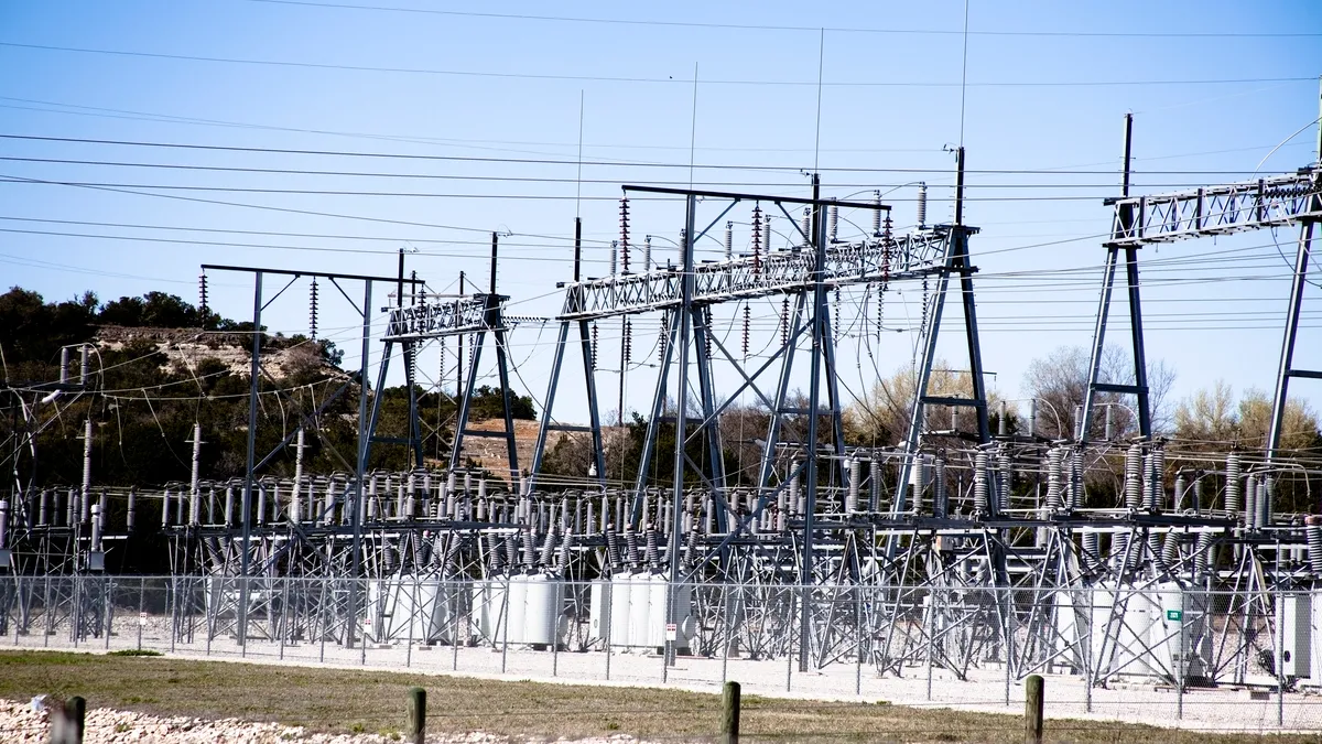 Electrical power substation in rural Texas.