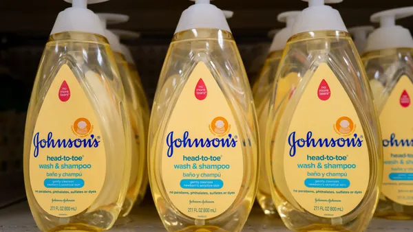 Johnson & Johnson products are displayed for sale on shelves