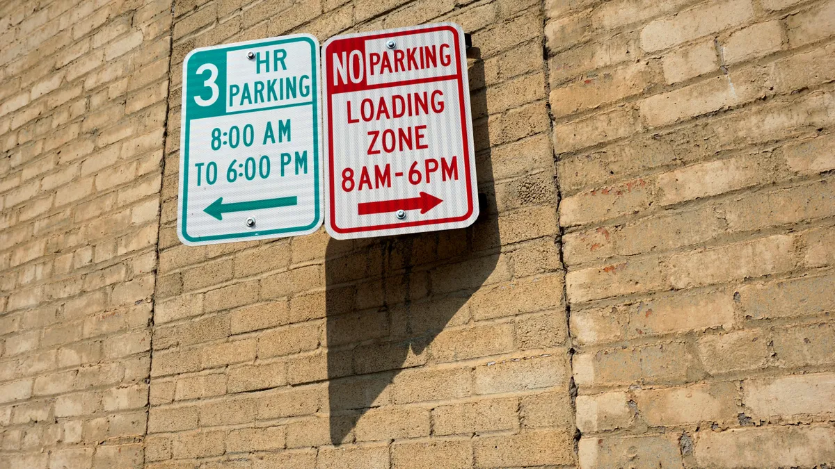 No parking and loading zone signs.