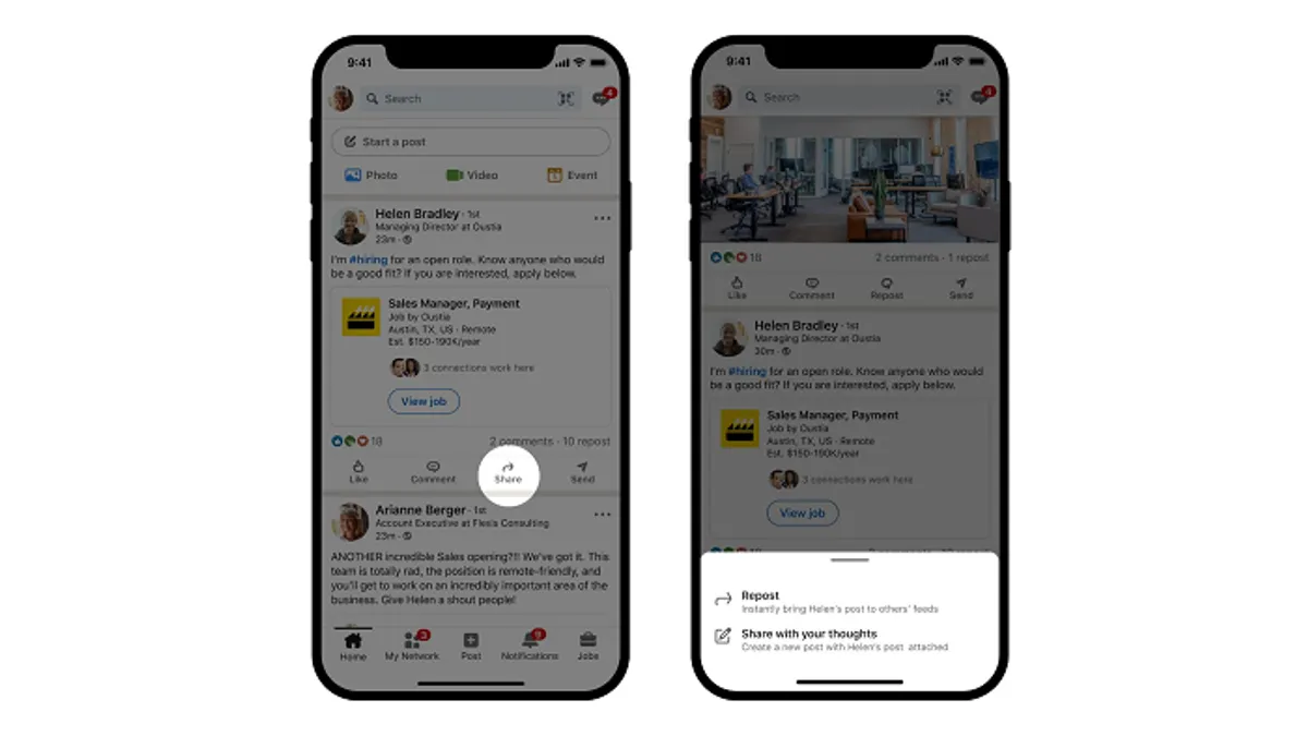 LinkedIn reposts