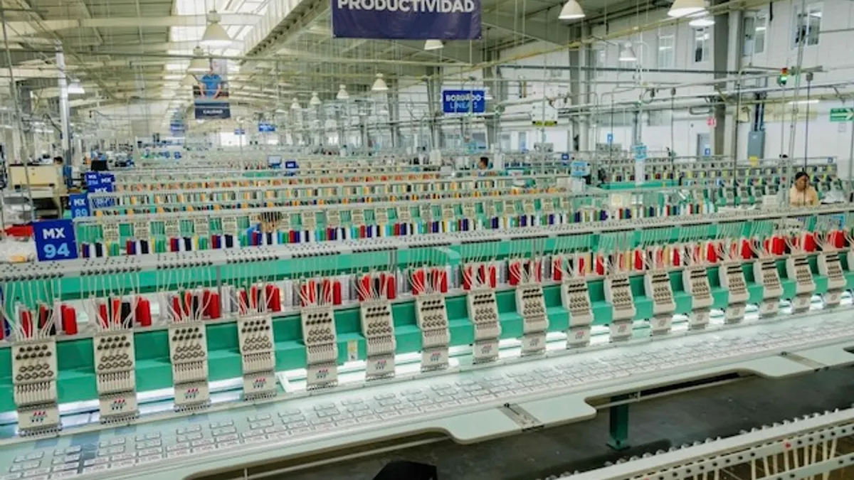 Factory floor of World Emblem plant.