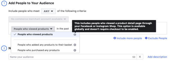 Facebook custom audiences - shopping