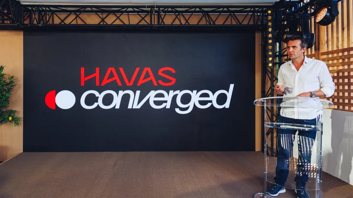 Yannick Bolloré, Chairman and CEO Havas presents new global strategy at press conference in Cannes.