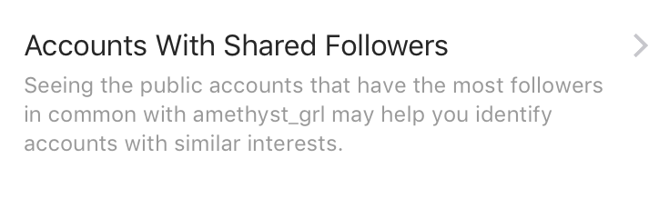 Instagram info on 'Accounts Shared with Followers'