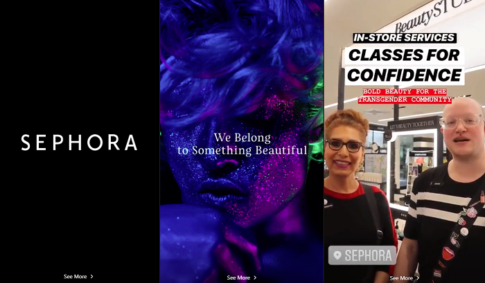 Instagram Stories example - Sephora