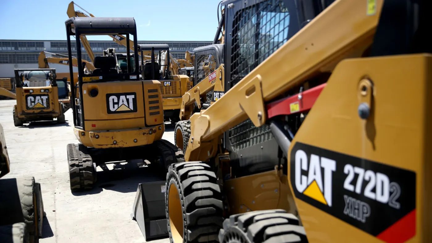 Caterpillar equipment is parked on a lot at Peterson Tractor Co. on July 24, 2019, in San Leandro, California.