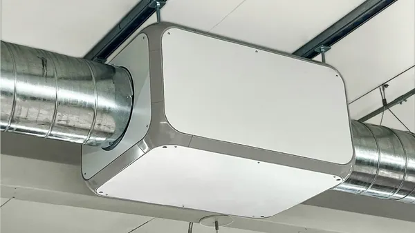 Metalmark Innovations' Tatama air cleaning system in an exposed ceiling venilation system.