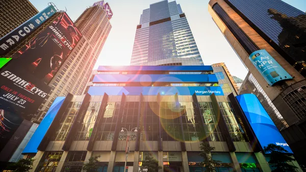 A view of the exterior of The Morgan Stanley Headquarters