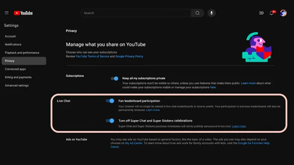 YouTube live leaderboard