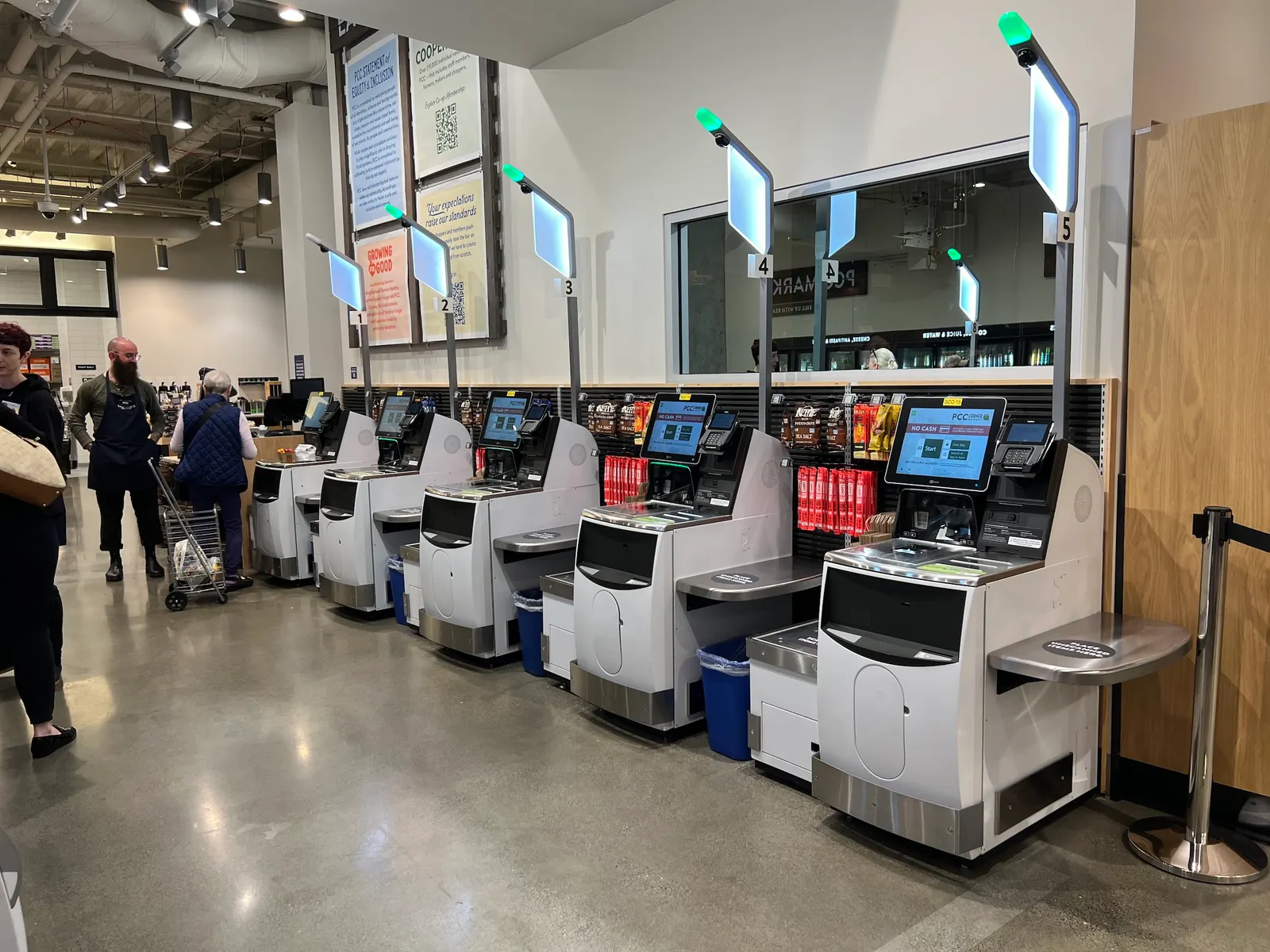 Self checkout machines at PCC Corner Market