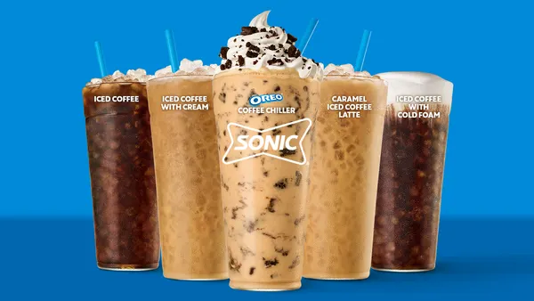 A photograph of various cold brew coffee beverages at Sonic.