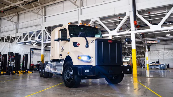 A Kodiak autonomous truck at a Roush facility in Livonia, Michigan. The space is large enough to allow multiple trucks to be upfitted at once with the driverless technology.