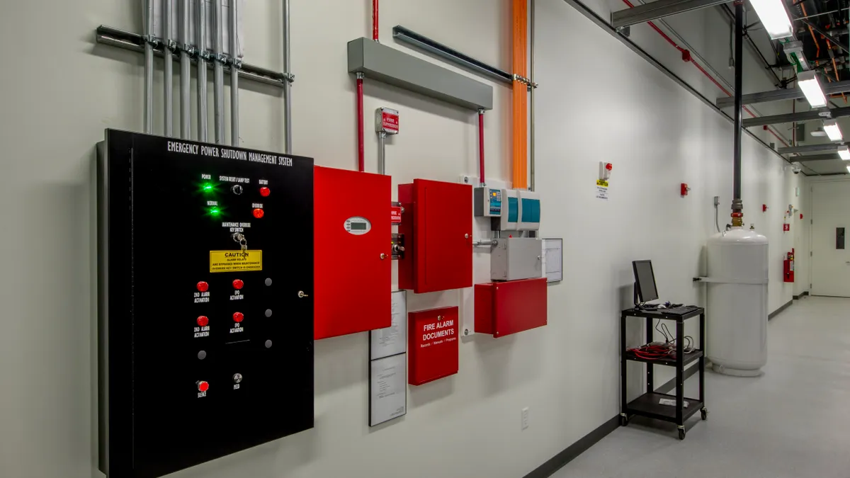 A fire alarm system in a commercial building.