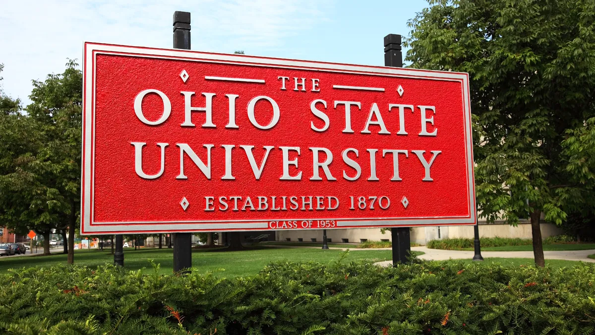 A sign reads the name of Ohio State University.