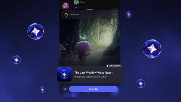 An example of Discord's Video Quest product against a blue background.