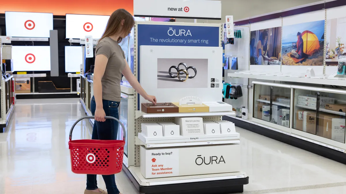 An Oura Ring display at a Target store.