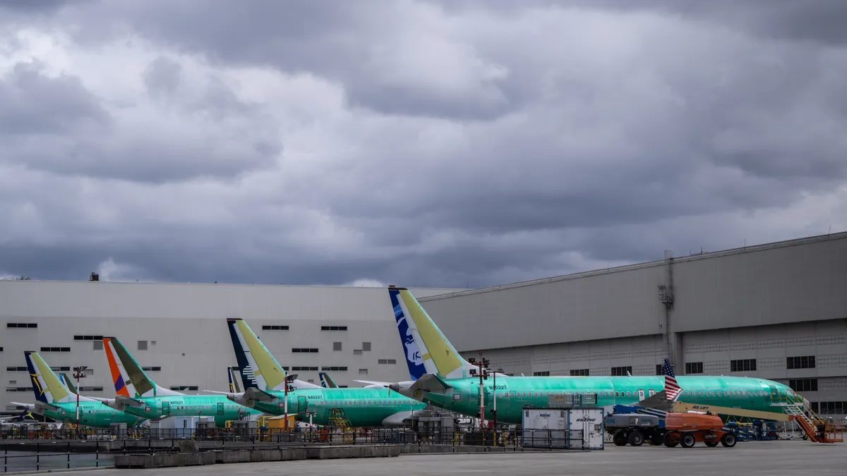 Boeing 737 Max aircraft are shown during production in Renton, Washington.