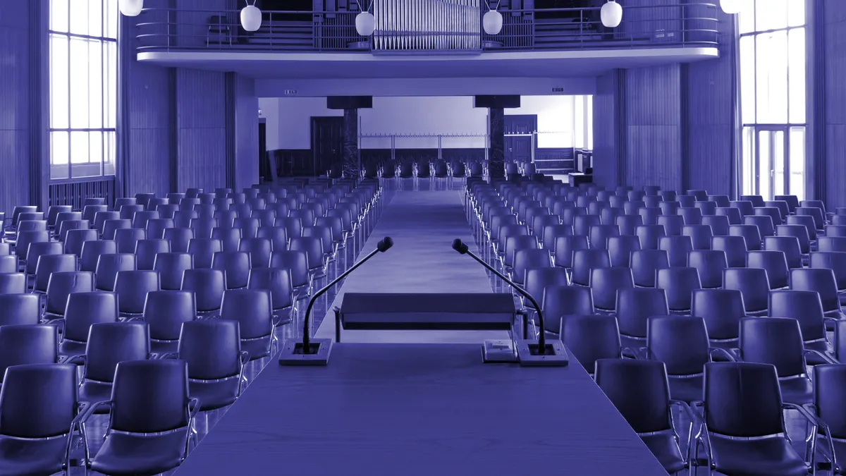 A view from a podium in a lecture hall.