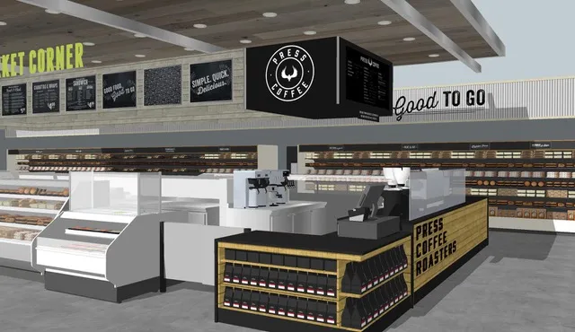 Coffee bar in supermarket