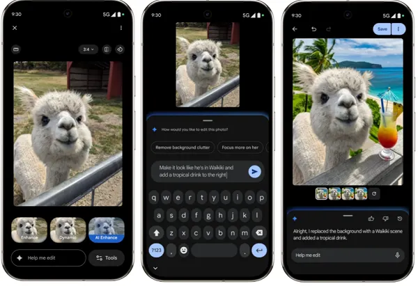 Google AI editing