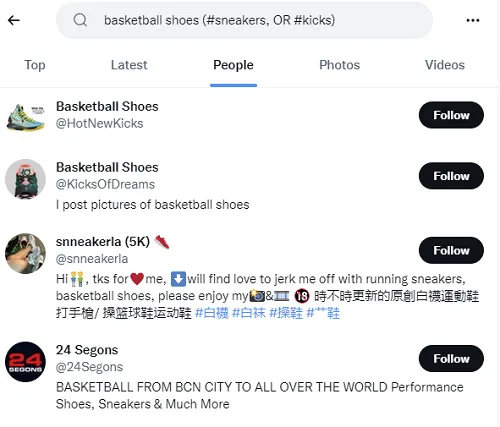 Twitter search example