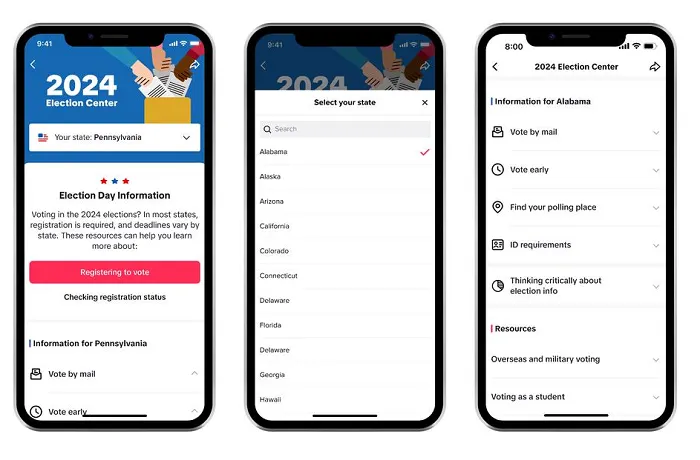 TikTok election center example